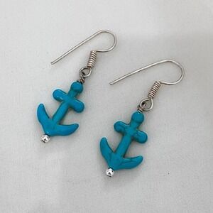 VTG Turquoise Anchor Nautical Earrings